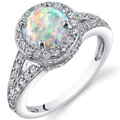 Peora.com - Opal Halo Ring Sterling Silver 1.25 Cts Sizes 5 to 9 SR11168, $39.99 (http://www.peora.com/opal-halo-ring-sterling-silver-1-25-cts-sizes-5-to-9-sr11168/) Silver Halo Ring, Birthstones By Month, Vintage Halo, White Opal Ring, Thoughtful Gift Ideas, Fire Opal Ring, Fiery Red, Fine Jewels, Rings Engagement