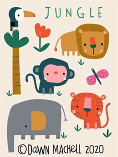 a poster with animals and plants on it