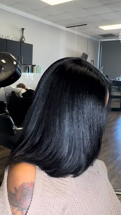 SILK PRESS EXPERT / HEALTHY HAIR STYLIST | That jet black might be the change u need. Why? Because it just look good & it gives 🫶🏾 #silkpress #mcdonoughhairstylist #healthyhairgoals... | Instagram Silk Press On Thick 4c Hair, Thick Hair Silk Press, Silk Press Bumped Ends, Medium Length Silk Press, Silk Press 4c Hair, Side Part Silk Press, Black Women Silk Press, Silkpress Hairstyles, Press And Curl