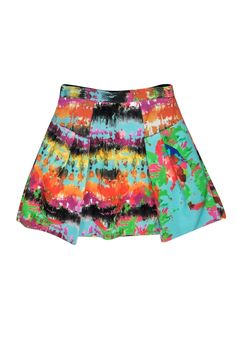 Current Boutique-Milly - Bright Splatter Patterned Skirt Sz 2 Patterned Skirt, Printed Skirt, Skirt Pattern, Boho Shorts, Harajuku, Button Downs, Size 2, Mesh, Womens Shorts