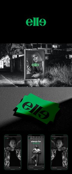 an advertisement for the new e - shop is shown in black and white, with green lettering