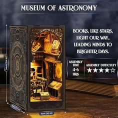 an advertisement for the museum of astronomy, with information about its structure and features on it