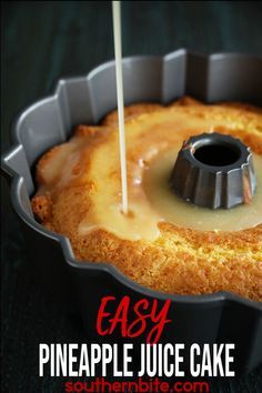 an easy pineapple juice cake in a pan