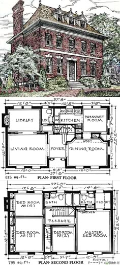 two story brick house plans with three floors