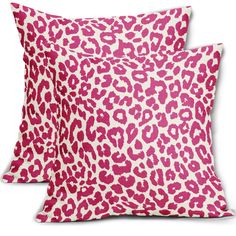 two pink and white leopard print pillows