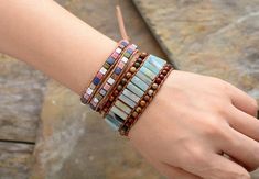 These bohemian handmade statement Bracelet Is beautifully accentuated with natural stones . The striking color combination creates a truly outstanding piece that can be worn day to night . These bohemian style Bracelets are never out-of-date and always gives you a fashion and unique look. Why wait? Get yours now!!   Please note that all the pieces are crafted by hand and one-of-a-kind, and may therefore vary slightly in size, shape, and color.  Making It Unique Just like You This Bohemian Multicolor Bracelet Strap Jewelry, Bohemian Bangle Crystal Bracelet For Festivals, Bohemian Crystal Bangle Bracelet For Festivals, Bohemian Adjustable Crystal Bangle Bracelet, Adjustable Bohemian Crystal Bangle Bracelet, Bohemian Wrap Bracelet As A Gift, Bohemian Adjustable Crystal Bracelet With Natural Stones, Adjustable Bohemian Crystal Bracelet, Bohemian Bracelets With Natural Stones