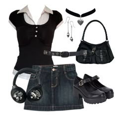 Nana Outfit Ideas, Stephanie Soo, Victorian Coquette, Visual Kei Fashion, Kei Fashion, Denim Skirt Outfits, Fits Aesthetic, Dark Coquette, Black Y2k