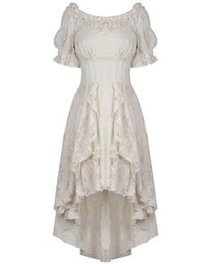 Trendy Fashion Dark In Love Long Steampunk Dress Cream Off White Lace Vintage Victorian Gothic, Summer clothing Clowncore Dress, White Goth Dress, White Gothic Dress, Pagan Veiling, Victorian Core, Adventurer Aesthetic, Ghost Romance, Henry Creel, Victorian Era Dresses