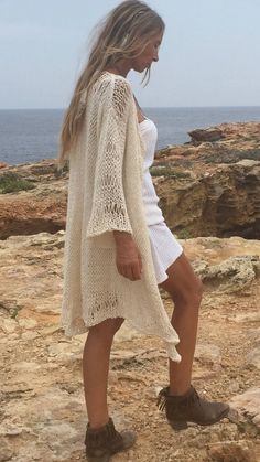 Ivory kimono / beach sweater / women's cardigan / loose | Etsy Beige Open Knit Cover-up, White Long Sleeve Cardigan For Beach Cover-up, Beach V-neck Knit Cardigan, Casual Wrap Cardigan For Beach Cover-up, Beach V-neck Knitted Cardigan, Chic Oversized Cardigan For Vacation, Oversized Chic Cardigan For Vacation, White V-neck Sweater For Beach, Lightweight Cardigan For Beach In Fall