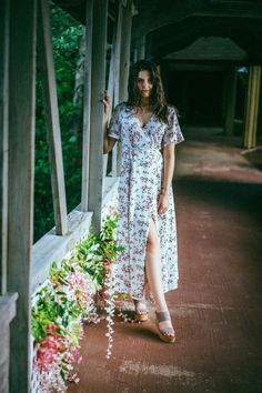 Cream Floral Wrap Maxi Dress Wrap Dress Casual, Ivory Maxi Dress, Boutique Boho, Maxi Dress Boho, Short Maxi Dress, Floral Wrap Maxi Dress, Cherry Blossom Print, Boho Pink, Boho Boutique