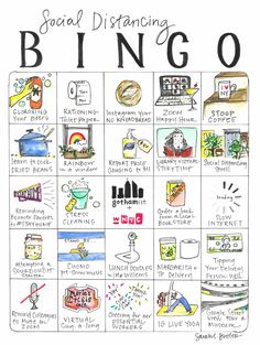 the social distancing bingo board is full of things to do with your friends