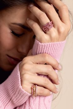 Spinelli Kilcollin norah rose three link ring in rose gold. 18K Rose Gold 1.9ctw Sapphires Link Ring, Petite Ring, Linking Rings, 18k Rose Gold, Rose Gold Ring, Ruby, Sapphire, Rose Gold, Ring