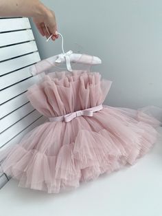 Baby Girl Dusty Pink Dress - Etsy Bulgaria Pink Bow Dress For Dress-up, Pink Princess Dress With Ruffled Skirt, Cute Tulle Tutu Dress With Bow, Pink Tulle Dress With Bow, Cute Pink Dress With Ruffled Skirt, Pink Tulle Tutu Dress With Ruffled Skirt, Pink Tulle Tutu Dress, Elegant Pink Tutu Dress With Tulle Skirt, Cute Pink Tutu Dress With Bow