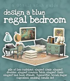 an advertisement for a bed room with furniture