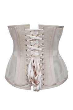 A seductive and sensual piece, our Satin and Mesh Longline Underbust Corset makes the perfect choice for discreet waist reduction under your clothes. Its feminine lace ribbon lacing allows for a correct and comfortable positioning from the moment you put it on, so you are guaranteed to feel as great as you look. The mesh panels let the skin breathe whilst also providing a beautiful design feature. Style: Underbust, Longline Range: Waist Taming Corset Design Features: Mesh Panels Waist Reduction: