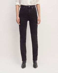 The Way-High® Slim Jean Coal – Everlane Fitted Bottoms With Five Pockets And Straight Silhouette, Modern Stretch Straight Bottoms, Modern Straight Stretch Bottoms, Everyday Bottoms With Five Pockets In Straight Silhouette, Modern Relaxed Fit Straight Bottoms, Modern Bottoms With Relaxed Fit And Straight Silhouette, Everyday Straight Relaxed Fit Pants, Straight Relaxed Fit Pants For Everyday, Everyday Relaxed Fit Straight Pants