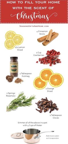 an info sheet describing how to fill your home with the scent of christmas seasoning