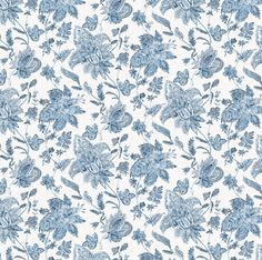 a blue and white floral wallpaper pattern