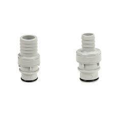 two white plastic fittings on a white background