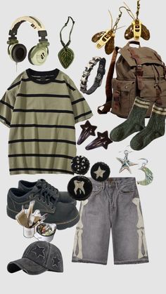 do you like it Dark Cottage Core Outfits Grunge, Outfit Layed Out, Outfit Ideas Transmasc, Hippie Boy Outfits, Clothing Ideas Men, Outfit Ideas Masculine, Grunge Outfits For Summer, Accessorising Outfits, Different Aesthetics Outfits