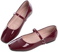 Mary Jane Shoes Flat, Comfortable Walking Shoes, Flat Dress Shoes, Red Flats, Shoes Soft, Leather Dress Shoes, Great Gifts For Mom, Pregnant Woman, Mary Jane Flats