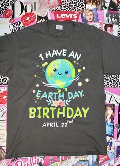 "Pre Loved Great Condition No Stains, Rips or Holes Y2ks Cute Earth Day Birthday April 22nd Graphic T-Shirt Unisex Crew Neckline Short Sleeves Athletic/Streetwear Style Material: 100% Cotton Size Large Measurements Below Shoulder to Shoulder: 19\" Across Armpit to Armpit: 22\" Across Sleeves: 9\" Waist:43\" Around Length: 29\" Shipping from 3-5 Days No Returns or Exchanges Thank you for Visiting..:)" Cute Letter Print T-shirt For Birthday Gift, Funny T-shirt For Birthday And Father's Day, Funny Letter Print T-shirt For Birthday, Funny Letter Print T-shirt For Birthday Gift, Funny T-shirt With Letter Print For Birthday, Slogan T-shirt For Birthday Gift, Funny Birthday Gift T-shirt With Letter Print, Father's Day Short Sleeve T-shirt, Father's Day Birthday Gift Short Sleeve T-shirt