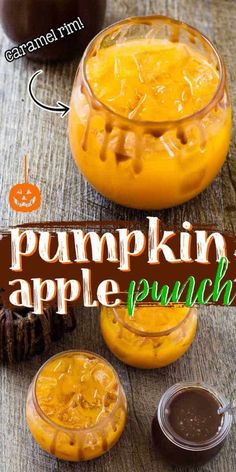 pumpkin apple punch recipe in small glass jars