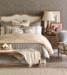 Sabelle Sabelle Bedset Eastern Accents Size: King Feminine Bed, California King Duvet Cover, Super King Duvet Covers, French Country Bedrooms, Yellow Home Decor, Full Duvet Cover, Eastern Accents, Duvet Covers Twin, Farmhouse Country