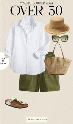 2024 Coastal Summer Outfits for Women Over 50 Beach Outfit For Older Women Over 50, Caribbean Vacation Capsule Wardrobe, Short Outfits Over 50, Over 50 Beach Outfits, Spring Vacation Outfits Casual, Summer Capsule Wardrobe Over 50, Vacation Clothes For Women Over 50, Beachy Work Outfits, Over 50s Fashion