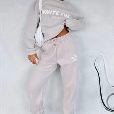 Get Your Cool, Casual Look On-Point In The Offstage Sweatpants In Moon. Featuring A High Elasticated Drawstring Waistband, Elasticated Ankles, Side Pockets, Soft Fleece Fabric For Extra Comfort And Puff Print Logo On Side Of Leg. You Can Complete The Tracksuit With The Matching Offstage Hoodie For The Perfect Off-Duty Look. - 65% Polyester 35% Cotton - Model Height 166cm - Ash Is Wearing A Size Xs White Fox Tracksuit, White Fox Sweatpants, Deep Exfoliation, Lauren Daigle, Velvet Prom Dress, Athletic Clothes, Black Tie Gala, Puff Print, Chill Outfits