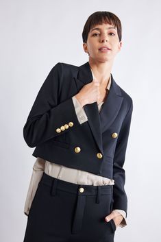 This lightweight and breezy blazer offers a luxurious feel and drapes beautifully on your frame, providing both comfort and style in one stunning package. Regular sleeve Standard lapel Cropped length Button detailing in front Suit Cropped Blazer, Cropped Blazer, Black Blazers, Fashion Forward, Latest Fashion, Blazer, Frame, Black