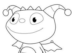 a black and white drawing of a cartoon dragon with a santa hat on it's head