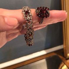 Ruby Ring And Bracelet Vampire Ring, Antique Ruby Ring, Bracelet And Ring Set, Ring And Bracelet, Bracelet And Ring, 7 Ring, Belly Jewelry, Ruby Jewelry, Ruby Ring