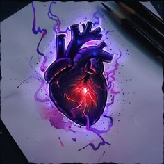 Neon Tattoo Sketch Collection Bird Of Prey Tattoo, Flash Tattoo Sleeve, Light Sketch, Dark Art Paintings, Glowing Heart, Neon Tattoo, Heart Neon, Tattoo Heart, Geometric Tattoo Design