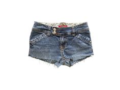 Vintage 2000's denim shorts in blue denim. Low waisted with a zipper closure. 5 pocket design. Has stretch. Rhinestone buttons and rivets.  DETAILS Best fits: Women's XXS or XXXS Condition: Very good vintage Material: Cotton spandex MEASUREMENTS Taken from seam to seam while the garment is lying flat. Double the armpit, waist, and hips. Length from Top: 7" Waist: 12-13" stretched to  Hips: 15" Rise 7" Cheap Vintage Denim Blue Shorts, 2000s Shorts, Party Grunge, Grunge 2000s, Y2k Shorts, Low Rise Shorts, Jean Vintage, Jean Short, Y2k Denim