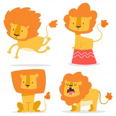 an image of lions in different poses