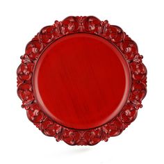 a red plate is shown on a white background