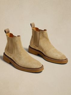 Suede Chelsea Boot | Banana Republic Mens Suede Chelsea Boots Outfit, Men's Boots, Suede Shoes Men Outfit, Brown Leather Jacket Men, Mens Winter Shoes, Mens Ankle Boots, Suede Chelsea Boots, Men’s Boots, Chelsea Boots Men