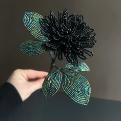 French Beaded Flower Black Dahlia Flower Artificial Flower - Etsy Sweden Wire Bead Flower, French Beading Flowers, French Beaded Flowers Patterns, French Beaded Flowers Tutorial, Bead Embroidery Flower, Beaded Wire Flowers, Black Dahlia Flower, Dark Dahlia, Beaded Plants