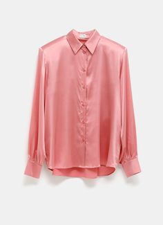 Classic Silk Shirt Pink Satin Shirt, Hand Makeup, Magda Butrym, Sneaker Jewelry, Vestidos Vintage, Shirt Png, Satin Shirt, Salmon Pink, Pink Shirt