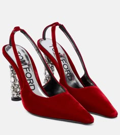 Tom Ford Heels, Red Toms, Tom Ford Shoes, Velvet Pumps, Shoes Heels Classy, Embellished Heels, Velvet Heels, Fancy Shoes, Satin Pumps