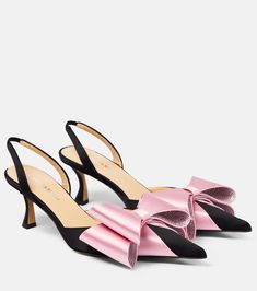 Le Cadeau 65 Satin Slingback Pumps in Black - Mach Mach | Mytheresa Mach And Mach Heels, Aw 23, Mid Heels Pumps, Emma Chamberlain, Designer Pumps, Satin Pumps, Slingback Shoes, Evening Shoes, Online Shopping For Women