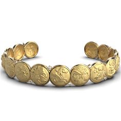 Diamonds Cuff Bracelet with Antique Coin Reproductions - Oltremare Gioielli