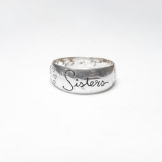 LA GEMS Sterling Silver Good Vibe Multi Word Sisters Ring Vintage Vibe Words, Sisters Ring, Sister Rings, Plain Rings, Pretty Ring, Soul Mates, Like U, Pretty Rings, Ring Vintage