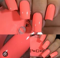 Coral Nail Ideas, Neon Coral Nails, Peach Nail Polish, Color Melon, Neon Pastel, Peach Nails, Coral Nails, Neon Nails, Nails 2023