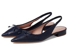 Kate Spade New York Veronica - Women's Shoes : Blazer Blue : Take your style a notch higher and be at utmost comfort wearing Kate Spade New York Veronica flats. Leather upper. Leather lining and insole. Pointed toe design. Slide-on construction. Elasticized ankle strap. Leather sole. Imported. Weight of single footwear: 7 oz. Heel height: 1 inch. Measurements: Heel Height: 1 in Weight: 7 oz Product measurements were taken using size 9, width M. Please note that measurements may vary by size. Spring Work Flats With Heel Strap, Casual Slingback Pumps With Low Heel And Medium Width, Spring Ankle Strap Flats For Workwear, Summer Workwear Flats With Ankle Strap, Spring Slingback Pumps With Arch Support, Spring Ankle Strap Flats With Cushioned Footbed, Casual Low Heel Sandals For Work, Casual Workwear Sandals With Low Heel, Spring Closed Toe Flats With Arch Support