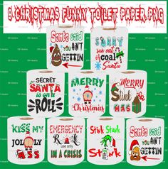 christmas funny toilet paper stickers with santa claus and other holiday sayings on them