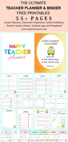 the ultimate teacher planner and binder bundle with free printables for teachers to use