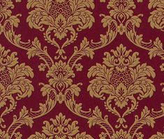 an ornate red and gold wallpaper pattern