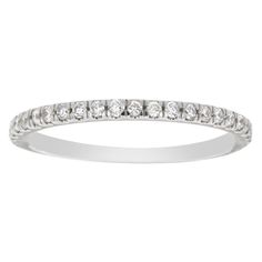 This petite Micro - Prong set diamond ring features 25 ideal cut diamond through 3/4 of the band. Stunning! Experience the Difference ! Product details: Center Gemstone Color: WHITE Side Gemstone Type: NATURAL DIAMOND Side Gemstone Shape: ROUND Metal: Platinum Metal Weight: 1.56 Setting Type: Micro prong Shank Height: 1.5MM Shank Height: 1MM Material: NATURAL DIAMOND Engravable: yes Minimum Number Of Diamonds: 25 Minimum Color: H Minimum Clarity: VS2 Rhodium Plate: Yes Sizable: Yes Diamond Eternity Band With Diamond Accents, Diamond Eternity Band With Accents, Dazzling White Gold Eternity Band With Pave Setting, 14k White Gold Eternity Band With Diamond Accents, White Gold Cubic Zirconia Eternity Band With Pave Setting, Eternity Band With Single Cut Diamonds And Cubic Zirconia, Diamond Eternity Band With Prong Setting For Promise, Cubic Zirconia Eternity Band With Single Cut Diamonds, White Eternity Band With Brilliant Round Cut